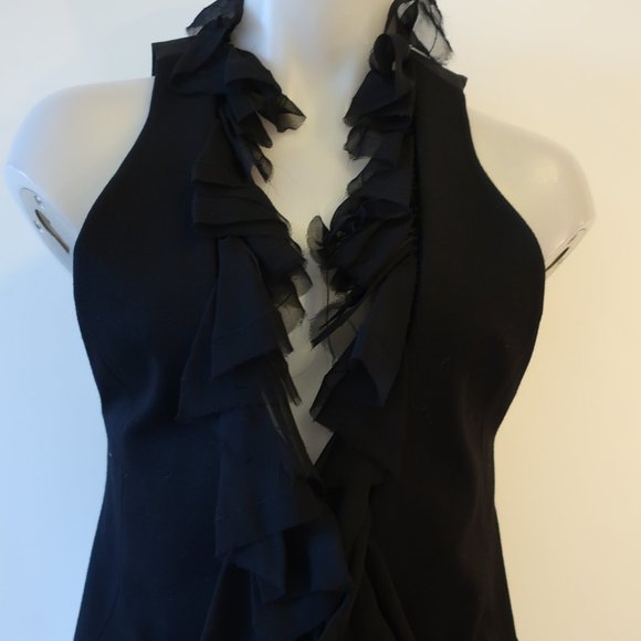 Womens Elizabeth and James Dandy Black Silk Ruffled Vest Top M * - Picture 6 of 15
